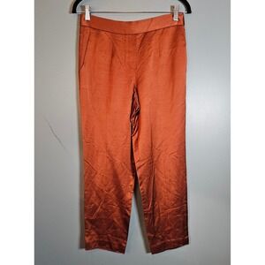 Babaton Atelier Burnt Orange Silky Rayon Trousers Elastic Back Sz 6 LMK1-6508-39